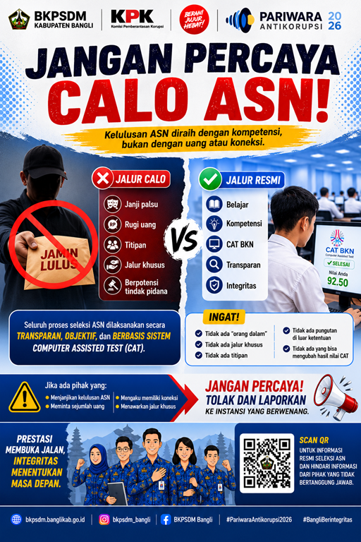 Edukasi Anti Korupsi Badan Kepegawaian dan Pengembangan Sumber Daya Manusia Kabupaten Bangli